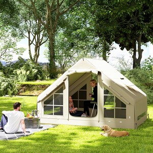 Outsunny Inflatable Camping Tent with Pump, 2-4 Person Air Tent