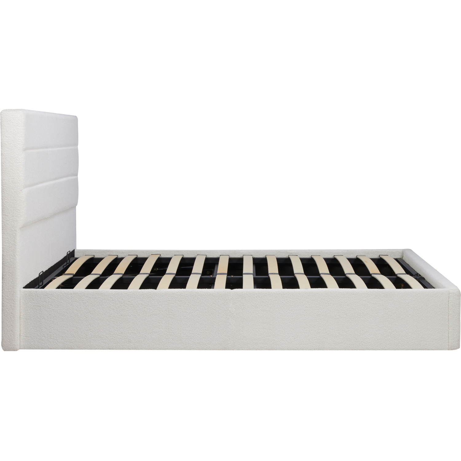 White Boucle Lucas Ottoman Double Bed Frame Birlea - White