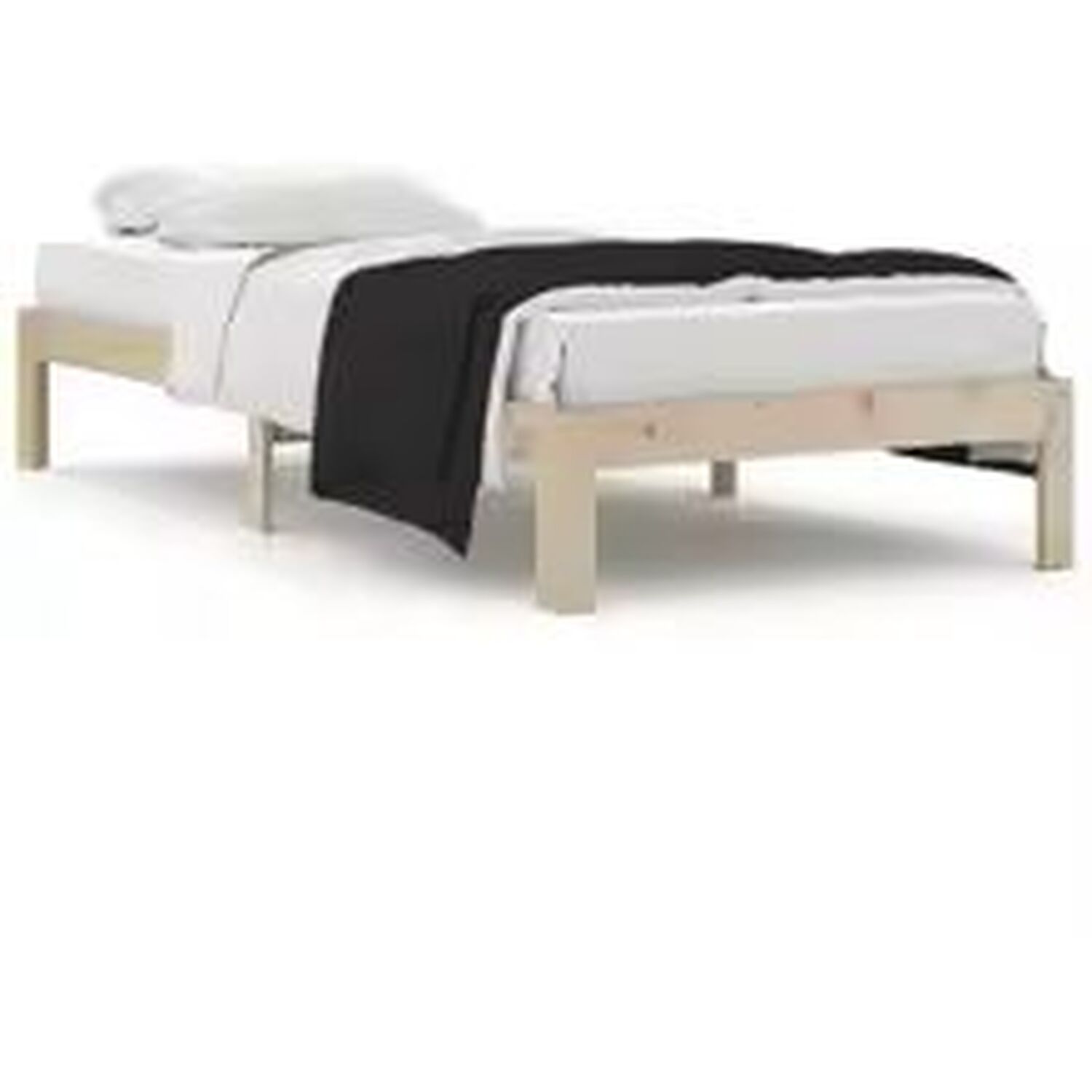 Single Solid Wood Pine Bed Frame For Bedroom - Brown
