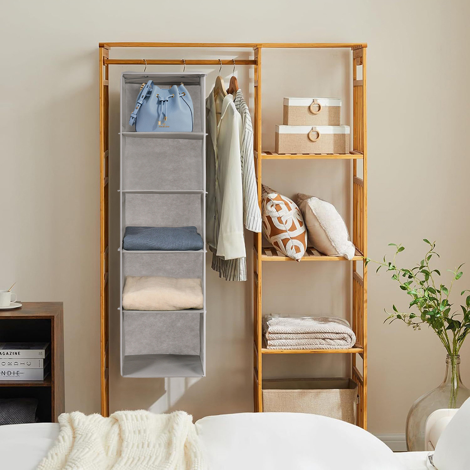 Image of 5-Tier Storage Baskets Hanging Closet Organizer&hellip;
