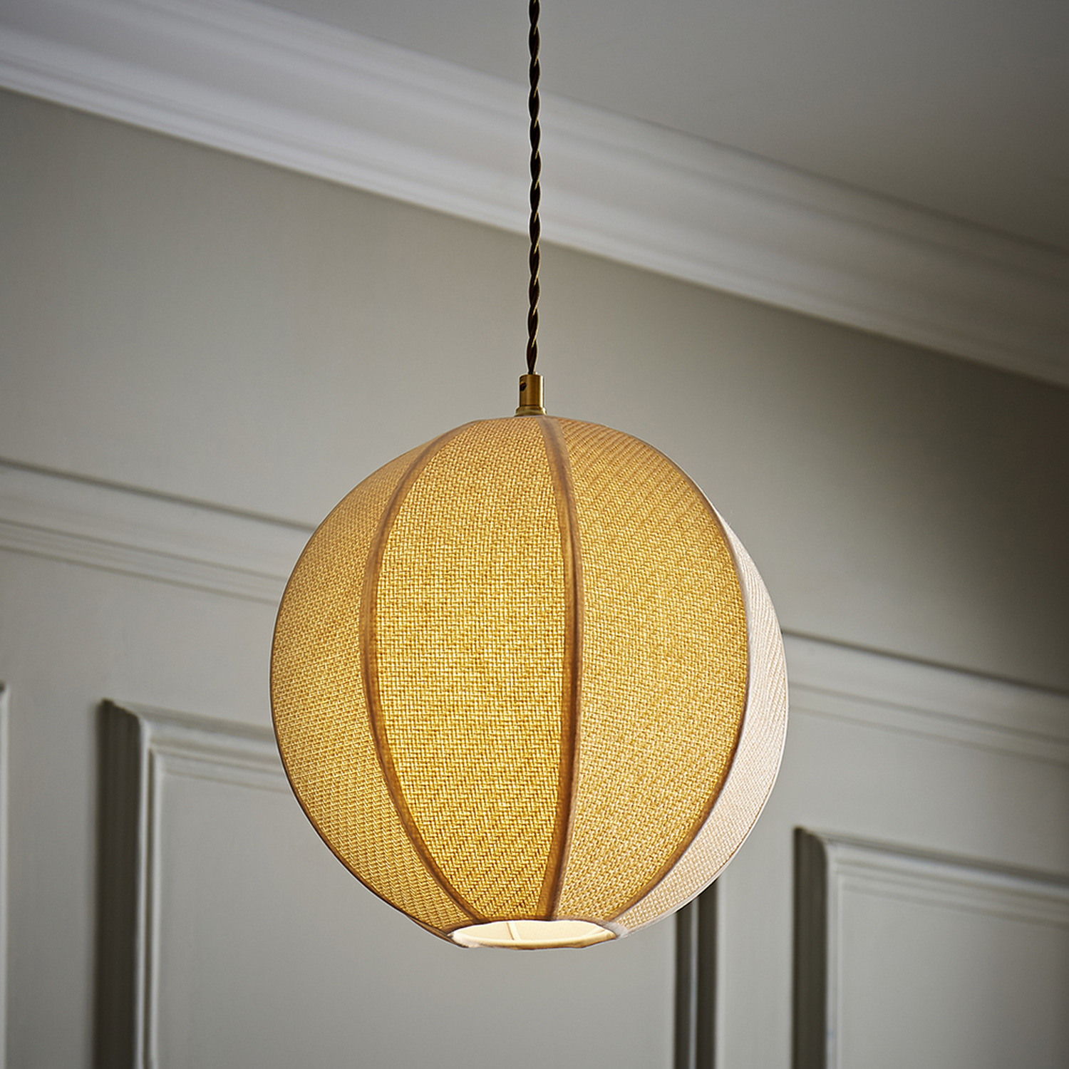 Belle Woven Ball Pendant Ceiling Light Shade and LED Bulb - Neutral