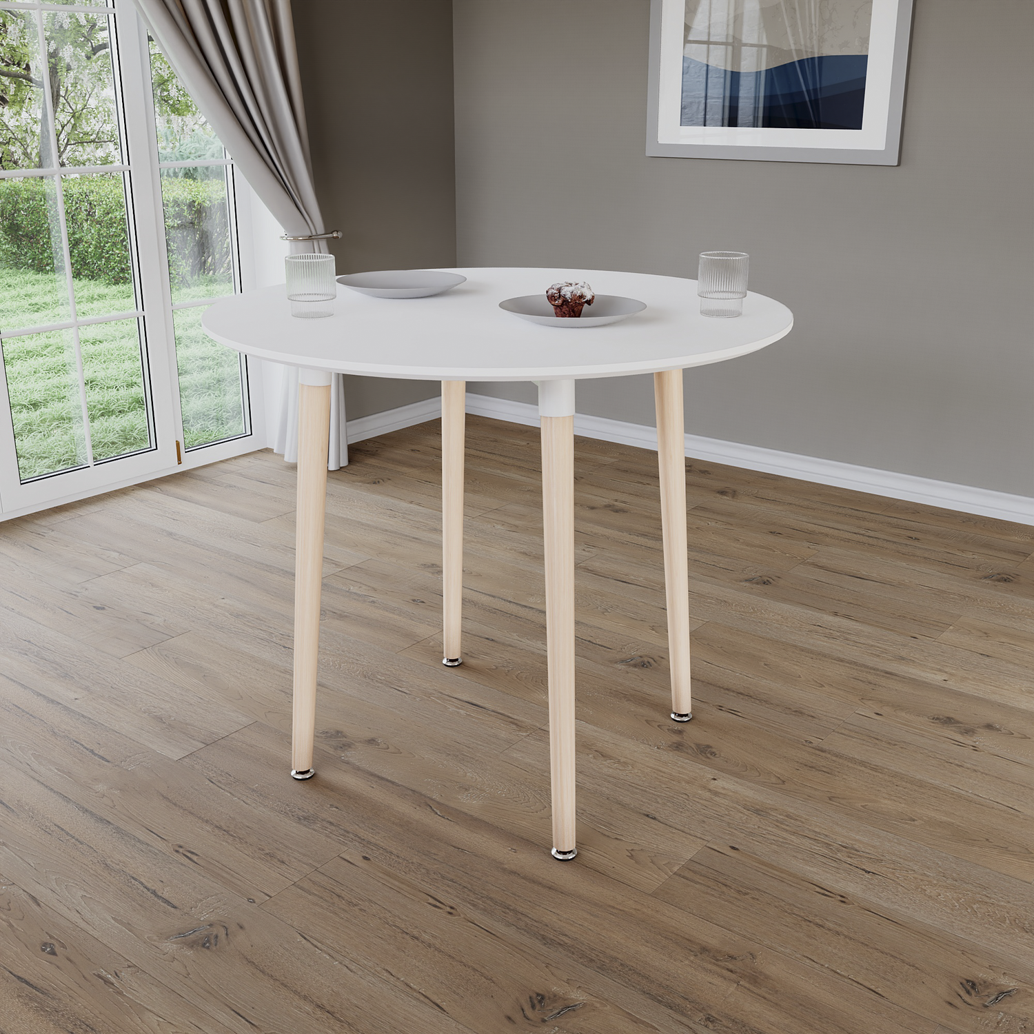 Batley Round Dining Table - White 90cm