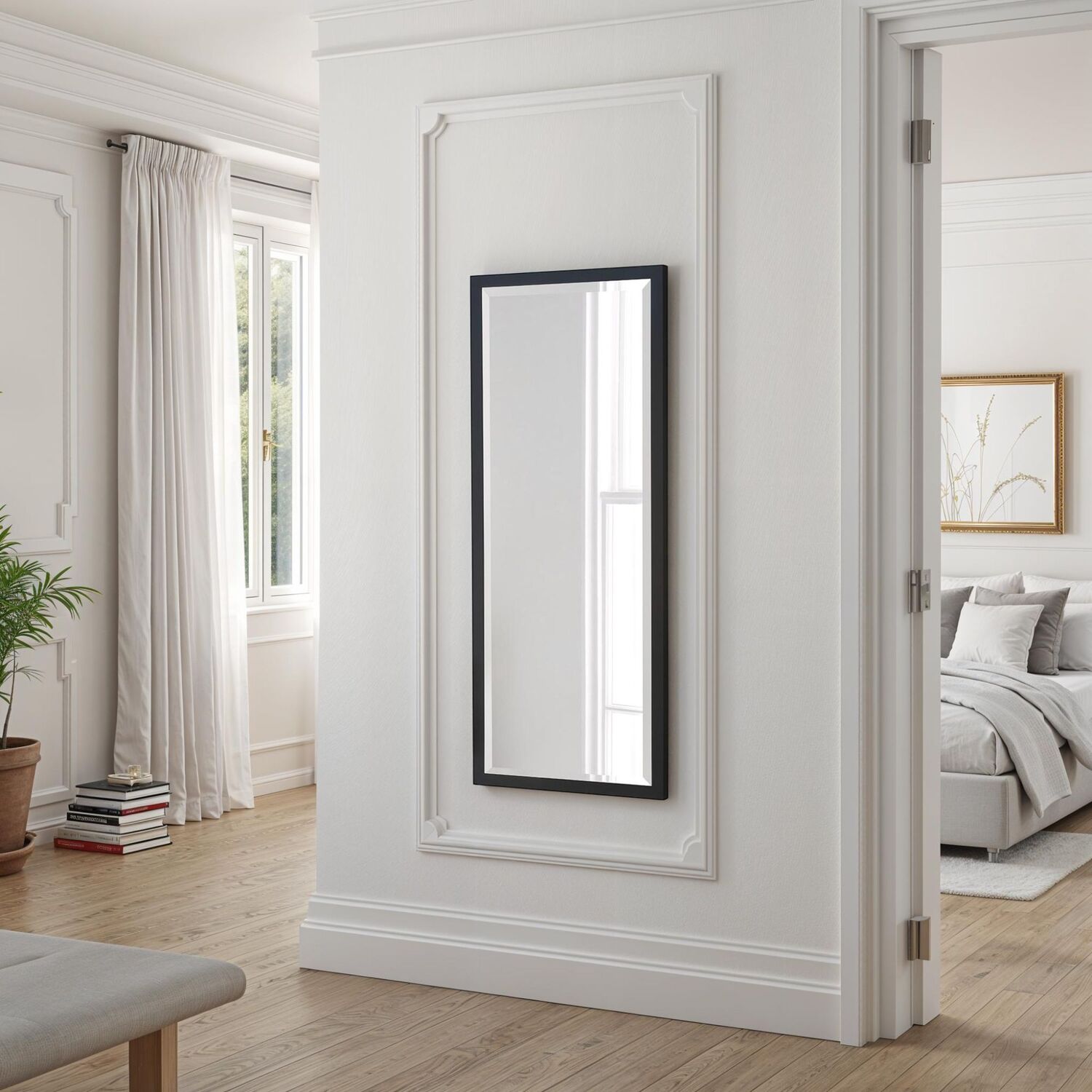 Eternity Full Length Bevelled Mirror - Black 156 5x65cm