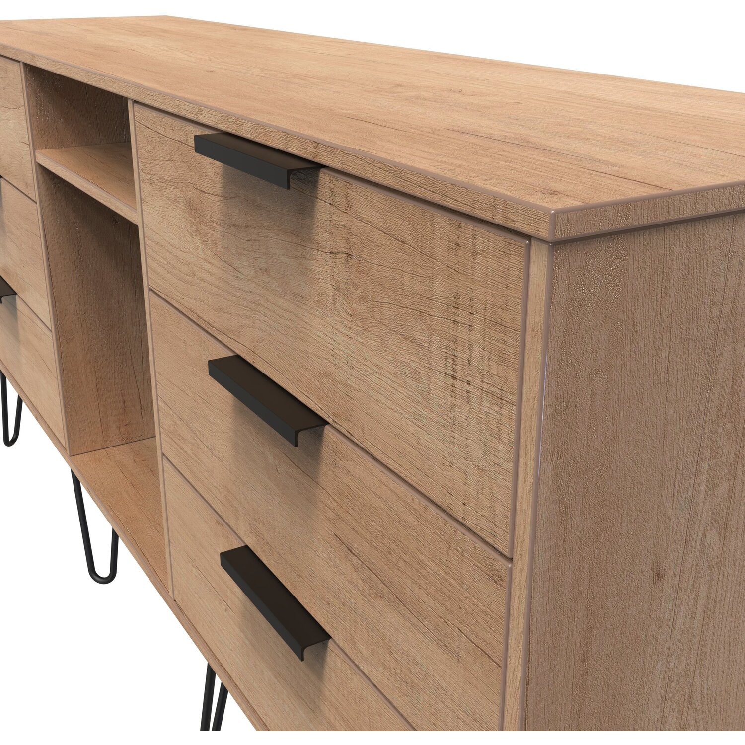 Hong Kong C Ready Assembled 6 Drawer Sideboard - Nebraska Oak