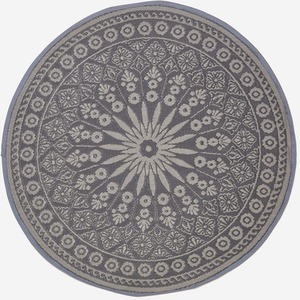 Black Homescapes Outdoor Rug Luxury Waterproof Reversible, 170 cm Round, Black Mandala shot 9732396
