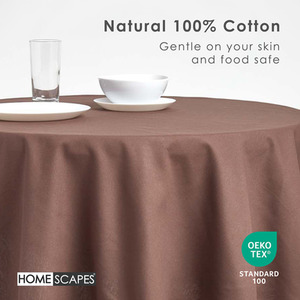 Chocolate Plain Cotton Round Tablecloth shot 9903187
