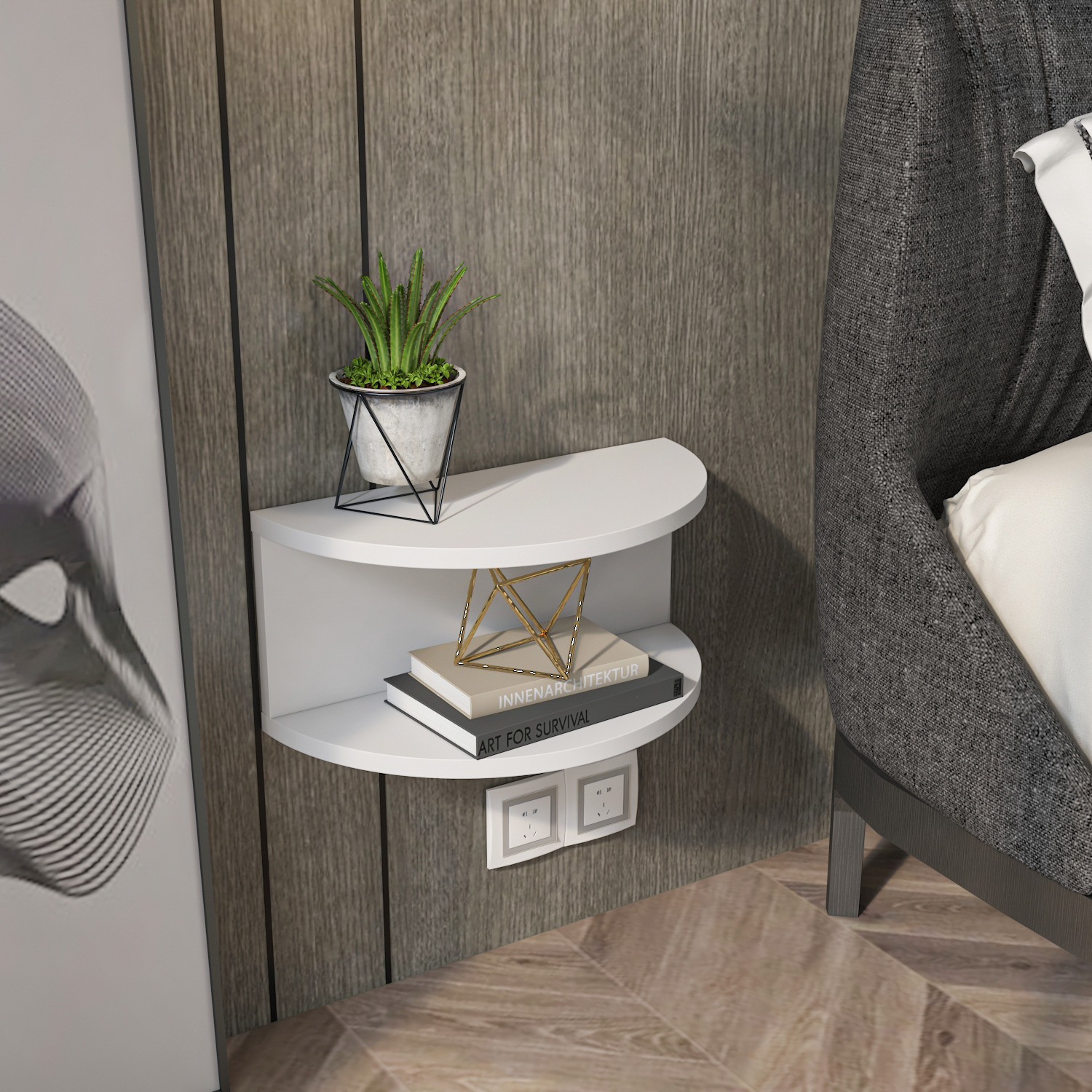 Bella Floating Nightstand - White
