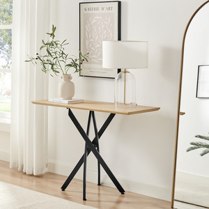Leonardo Console Table Veneer Top Black Legs