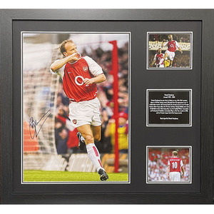 Dennis Bergkamp Signed and Framed Arsenal Photo