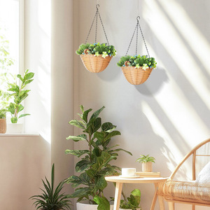 HOMCOM Artificial Flowers in Basket with PE Leaves and 18 Flowers