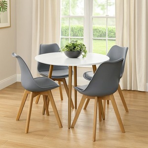 Round Wooden Dining Table With 4 Chairs