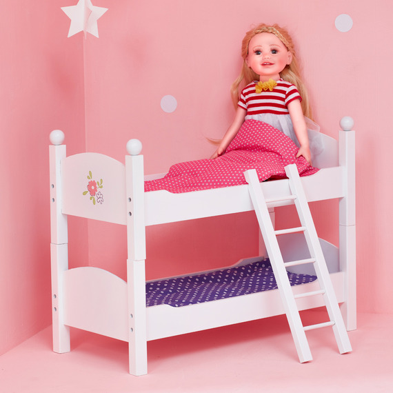 Wooden Doll Bunk Bed for 18 inch Dolls, White