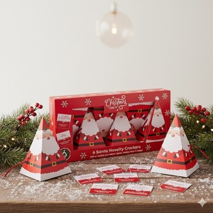 6 Pyramid Santa Novelty Christmas Crackers Would You Rather Game 13cm