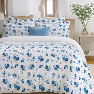 Delicate Blue Floral Printed Duvet Set