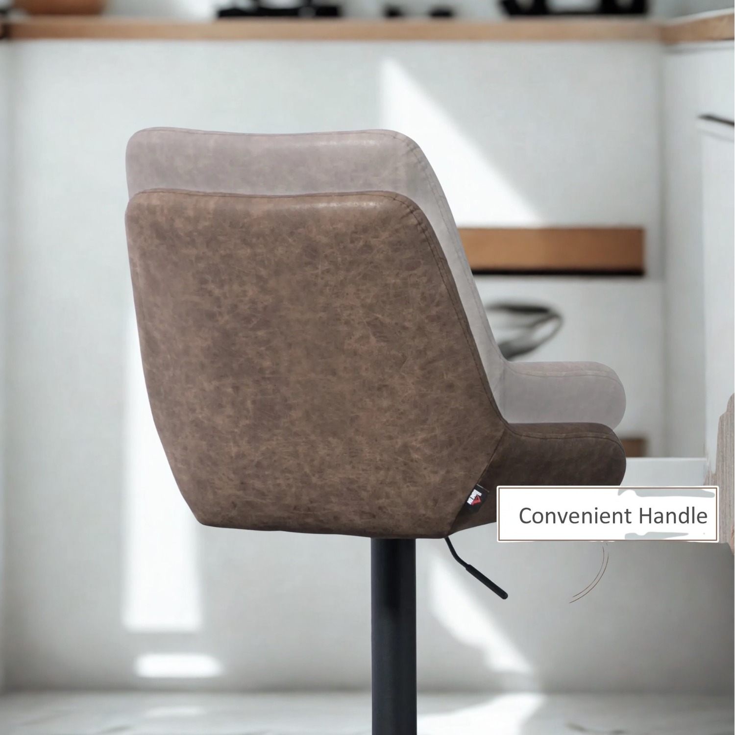 Set Of 2 Modern Faux Leather Bar Stools With Footrest - Coffee Brown