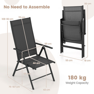 Black Set of 2 Patio Folding Dining Chairs shot 11668989