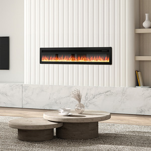 Lifeideas Black Electric Fireplace with Crystal Fuel Bed
