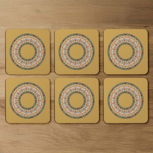 Orange Circle Ornament Round Frame Coaster