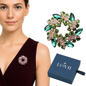 Austrian Crystal Floral Wreath Brooch