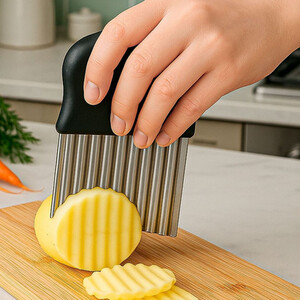 Crinkle Cutter Stainless Steel Slicer for French Fires With Handle