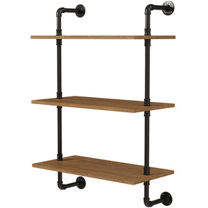 3 Tier Industrial Pipe Wall Mounted Floating Shelves