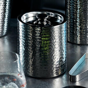 BarCraft Small Hammered Ice Bucket with Lid