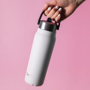 S'well Explorer Moonstone Tumbler,  Insulated White Flask, Flip-Straw Lid 700ml