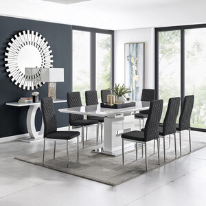 Arezzo Large Extending Dining Table with 8 Milan Chairs