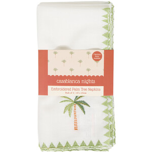 Pack of 4 Casablanca Embroidered Palm Tree Napkins