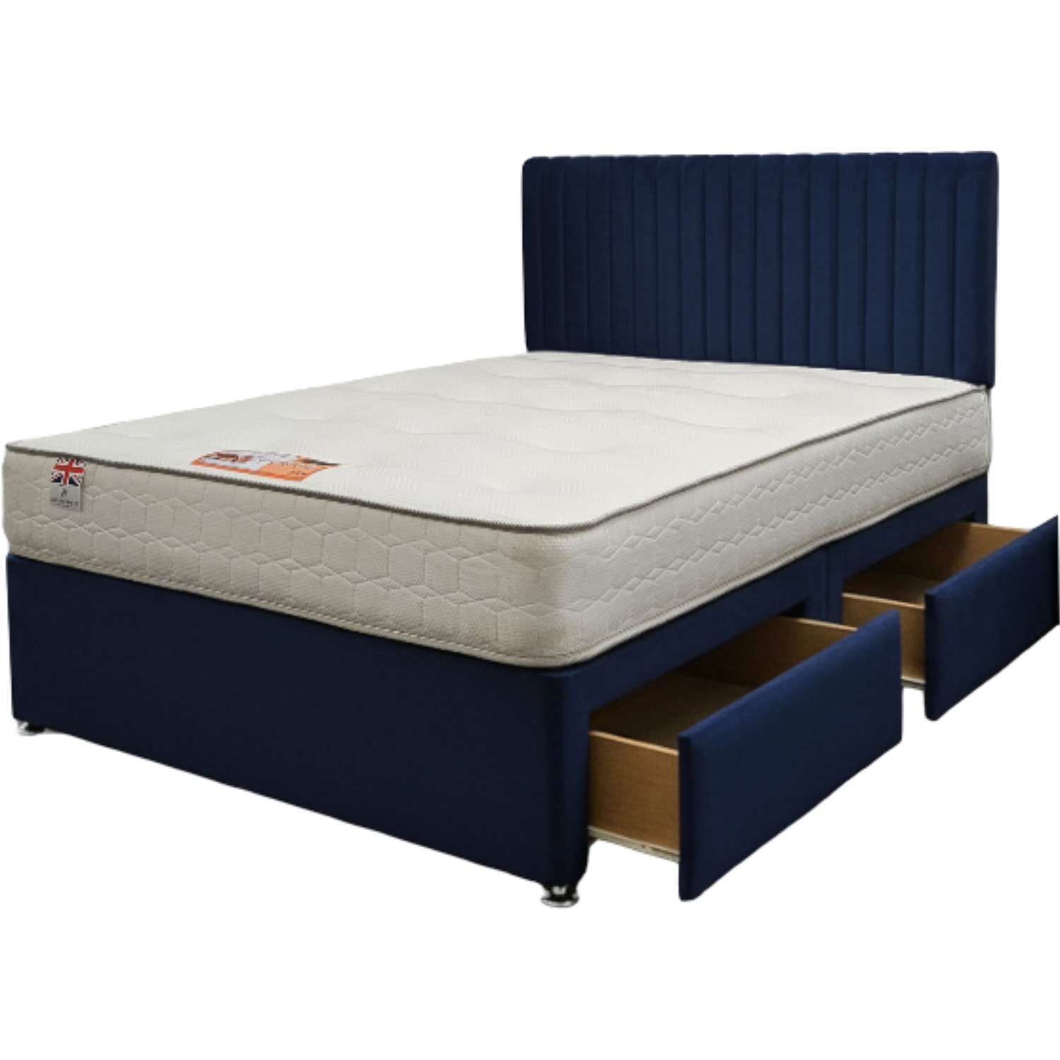 Emily Plush Bed Set With Mattress And 24 Headboard - Navy Double