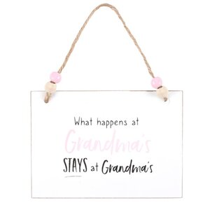 Grandma's Hangout Sign - Funny Family Gift with Beaded Twine