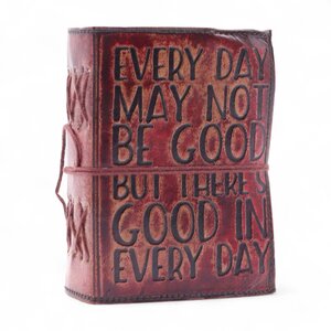 Fat Deckled Edge Leather Notebook Uplifting Quote Rustic Design