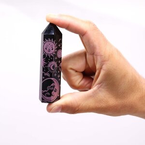 Obsidian Point with Rose Pink Celestial Design Spiritual Healing Crystal
