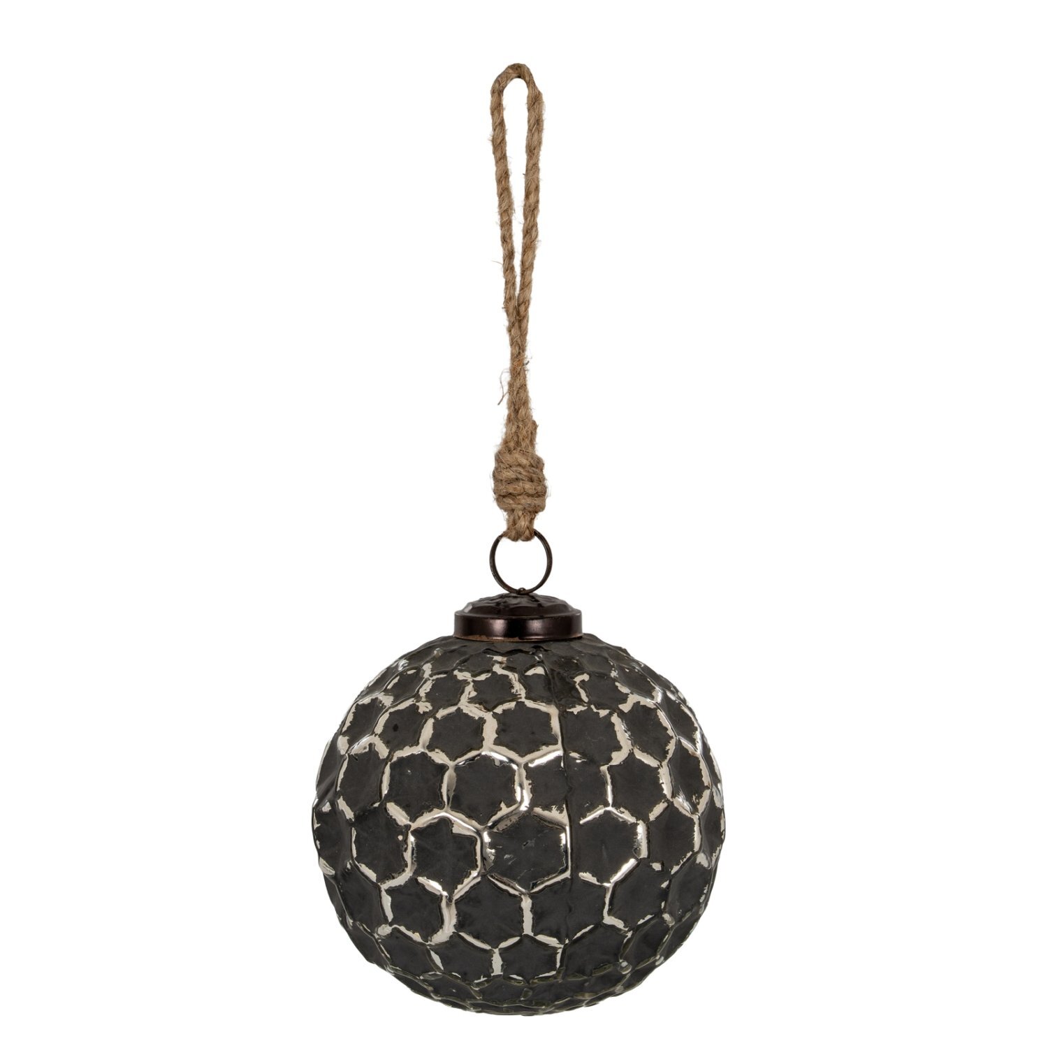 Grey Metallic Honeycomb Bauble Luxury Festive Ornament - Grey