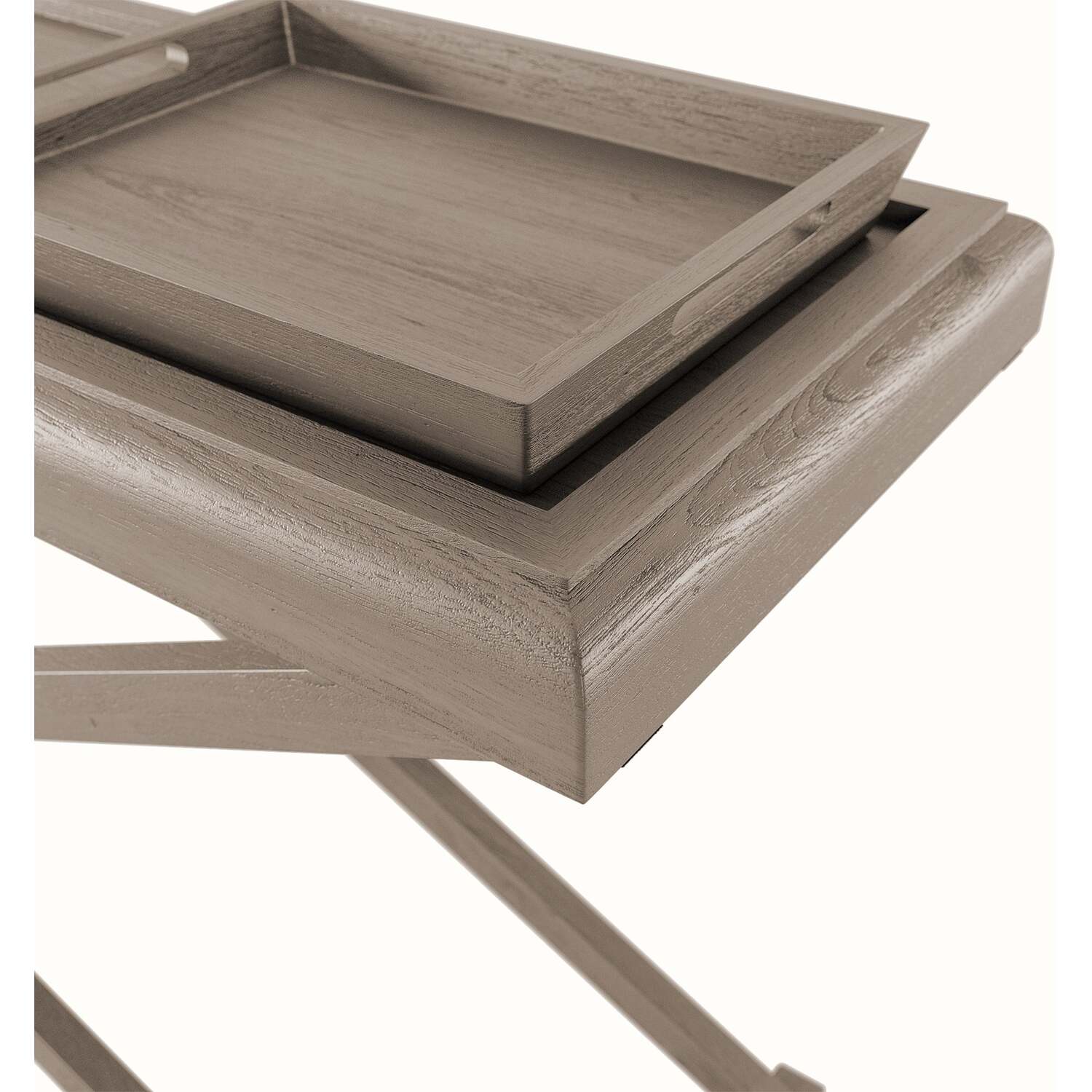 Siena Grey Oak Console Table with Cross-Frame Legs and Removable Tray - Grey