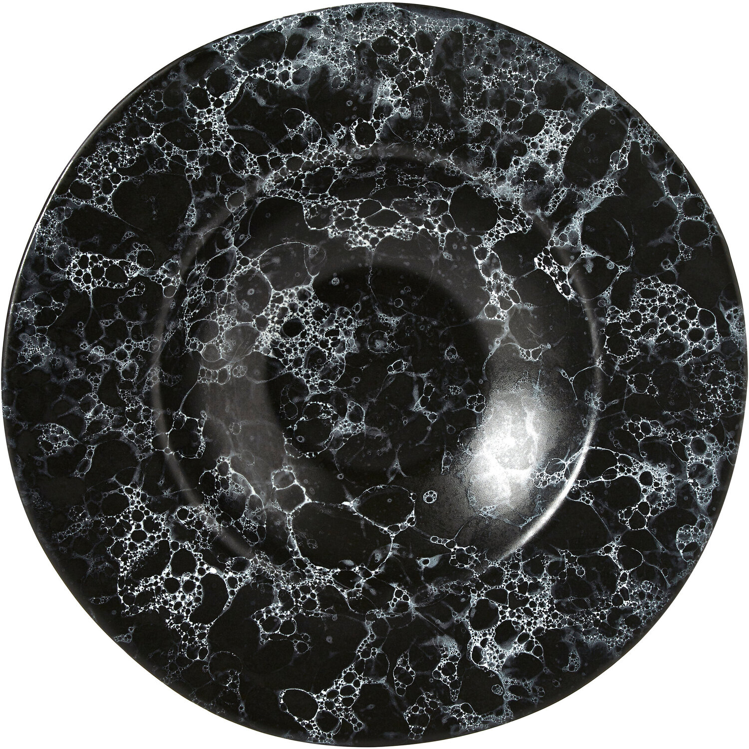 Hygge Black Marble Effect Pasta Bowl - Black