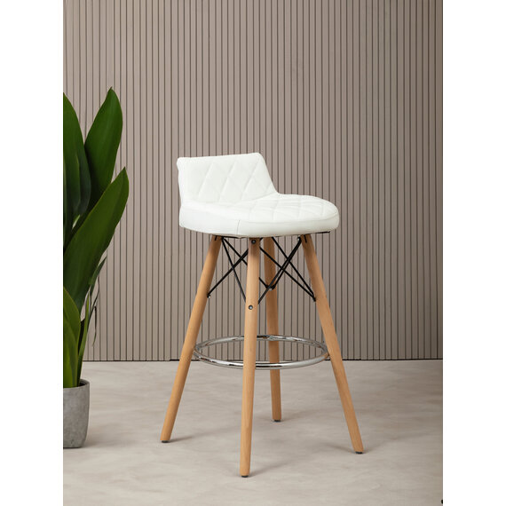 Stockholm White Leather Effect Seat Bar Stool