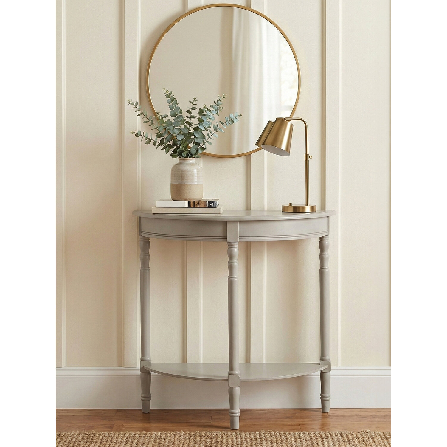 Heritage Grey Putty Pine Wood Console Table - Grey
