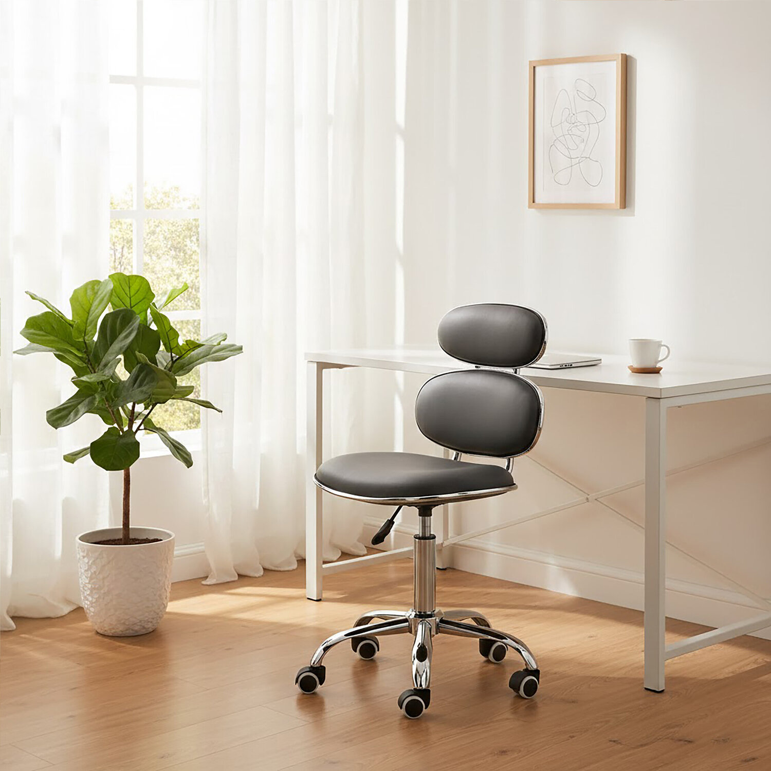 Fran Grey PU Home Office Chair - Grey