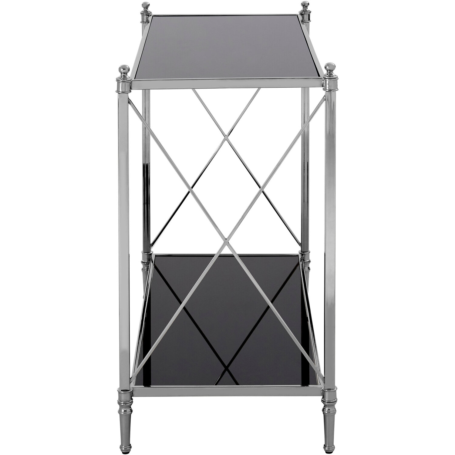 Hoffmann Black Glass And Nickel Finish Console Table - Silver
