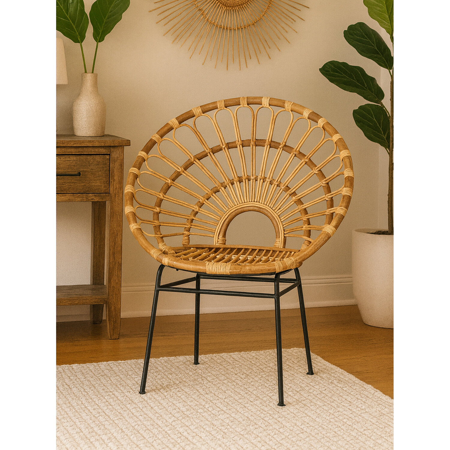 Java Natural Rattan Sunflower Chair - Brown