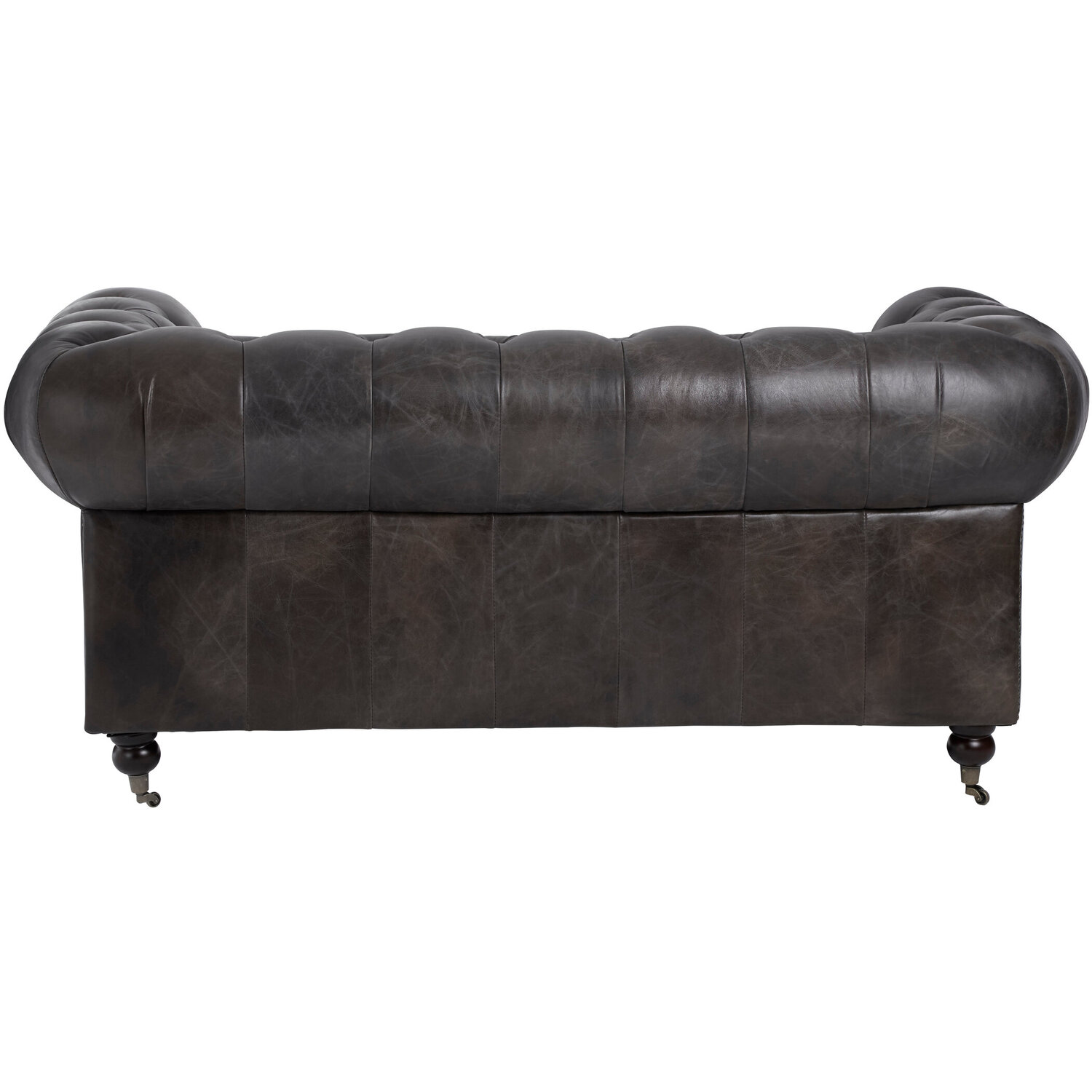 Victor Dark Grey Brown Leather Chesterfield 2 Seat Sofa - Grey