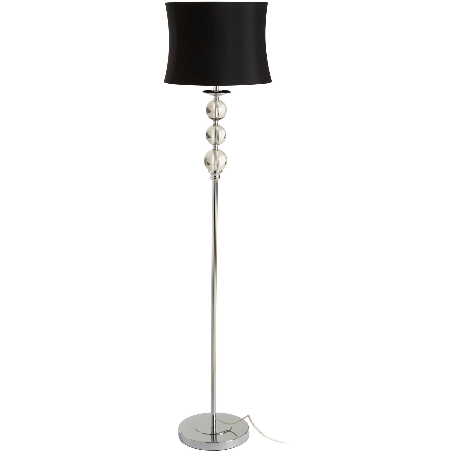 Hariot Chrome Finish with Black Shade Floor Lamp - Black