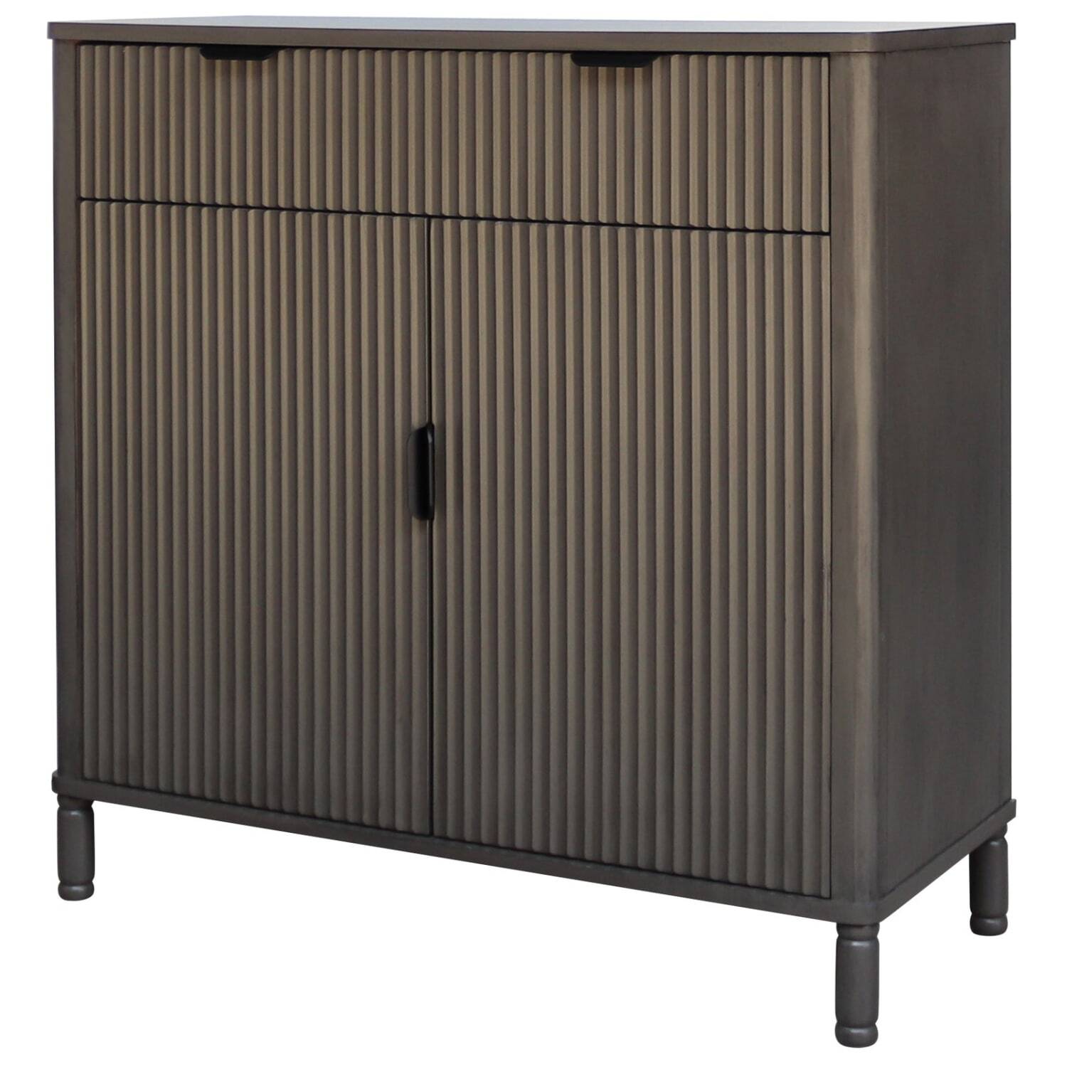 Kyriaki Slatted Wooden Cabinet 1 Drawer 2 Doors - Brown