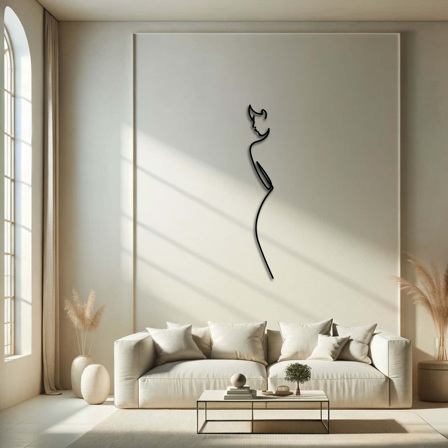 Decortie Metal Wall Art-Minimalist Elegance 120 Cm - Texture Black - Black