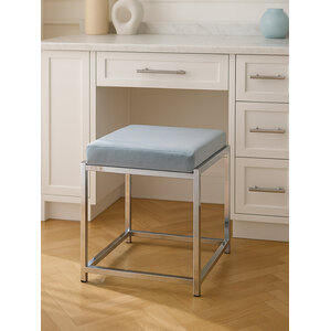 Allure Powder Blue Velvet And Silver Stool