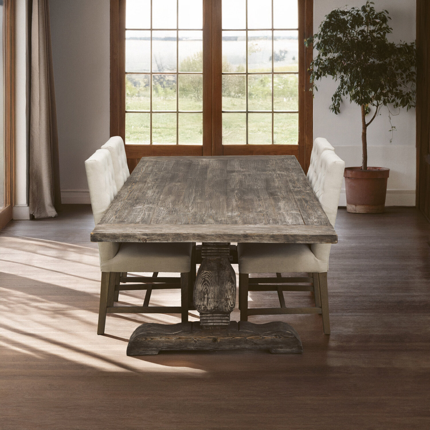Lovina Recycled Pine Wood Dining Table - Brown