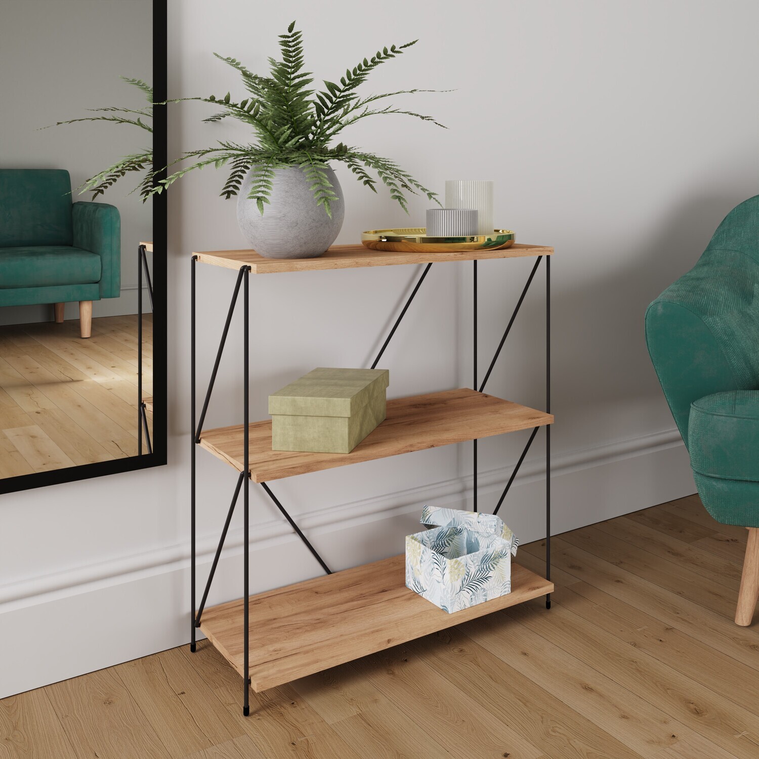 3 Tier Storage Rack Bookcase Oak - Light Oak