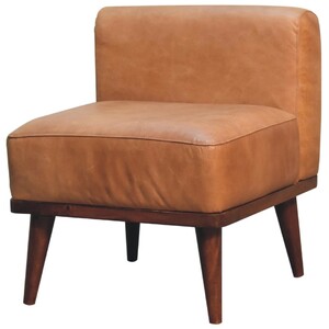 Solid Wood Tan Buffalo Backrest Footstool