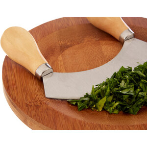 Aleki Bamboo Board with Mezzaluna Herb Chopper